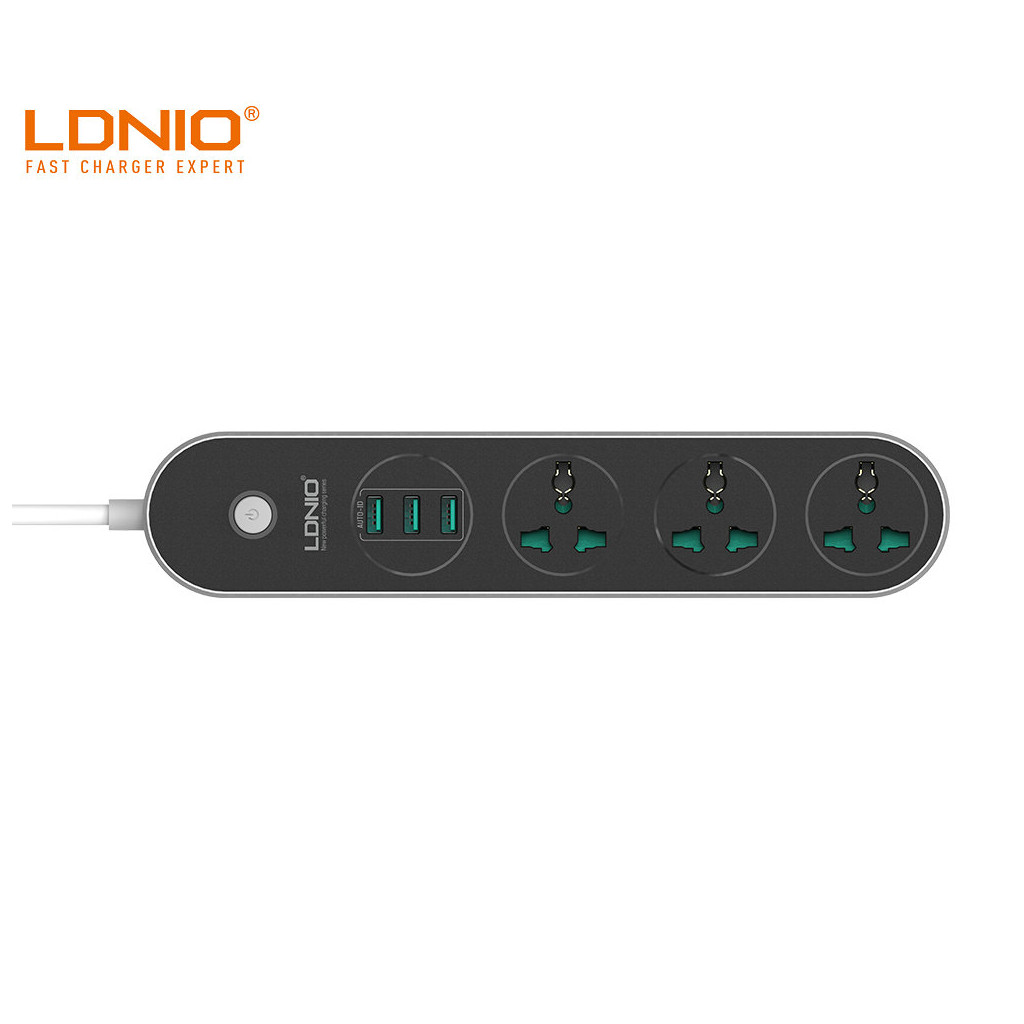 Multiprise LDNIO - 3 Prise de courant UK 6 Port USB