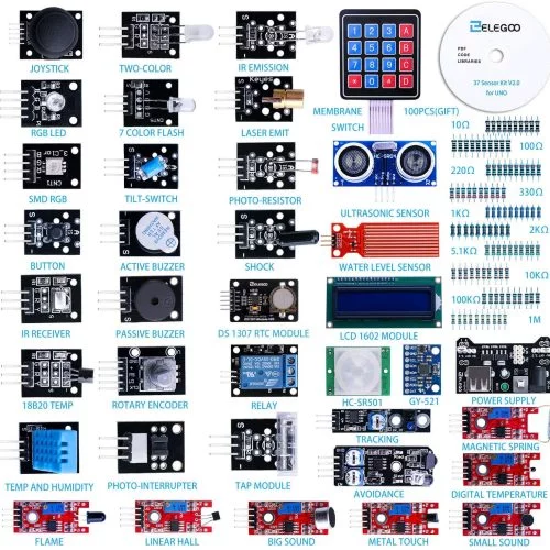 ELEGOO Kit de modules de capteur 37 en 1 mis à niveau avec tutoriel compatible avec Arduino IDE UNO R3 MEGA2560 Nano