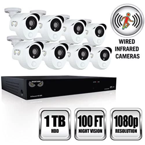 camera surveillance HD 8 canaux 1080p HD Night Owl avec 1 To de disque dur