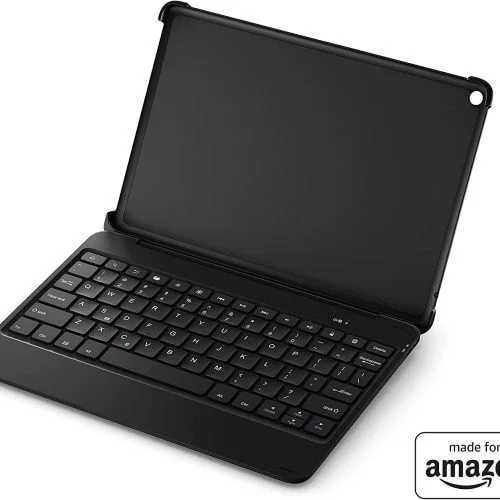 clavier Bluetooth conçu pour Amazon avec étui amovible en noir, pour la version 2021 de Fire HD 10 (11e génération)
