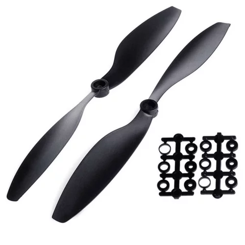 1 paire d'hélices noires 1045 de 10 pouces (10 x 4,5) pour drone quadricoptère (Ouverture : 6 mm)