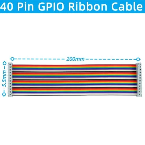 Alternative view of câble plat GPIO 40 broches femelle-femelle de 20 cm (8 pouces) | Compatibles avec Raspberry Pi 2, 3 et 5 (modèle B+), pour écrans tactiles LCD TFT de 3,5 et 5 pouces