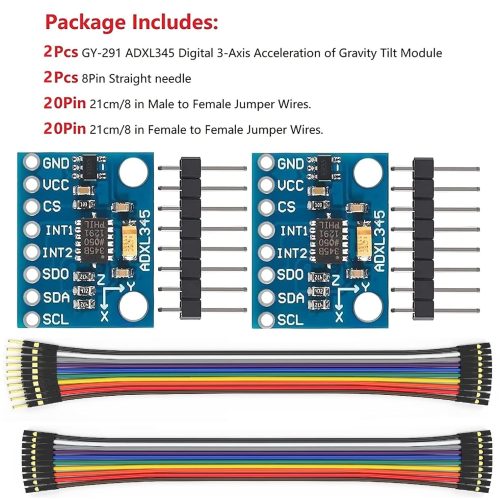 Alternative view of WWZMDiB Lot de 2 modules de capteur d'accéléromètre 3 axes ADXL345, transmission IIC/SPI, compatible avec l'imprimante 3D Klipper Arduino GY-291