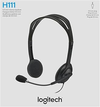 Logitech H111 – Casque Stéréo Filaire avec Microphone, Jack 3,5 mm