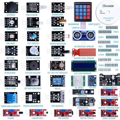 ELEGOO Kit de modules de capteur 37 en 1 mis à niveau avec tutoriel compatible avec Arduino IDE UNO R3 MEGA2560 Nano