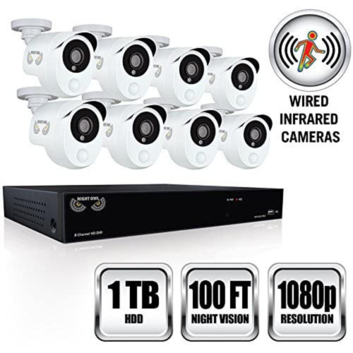 camera surveillance HD 8 canaux 1080p HD Night Owl avec 1 To de disque dur