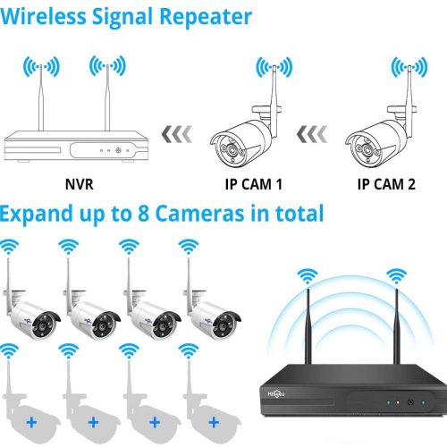 caméra de sécurité sans fil Hiseeu avec disque dur de 1 To avec audio unidirectionnel, 8 canaux NVR 4Pcs 1080P – Image 7