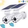 Camera solaire IP66 étanche, lumière d'inondation solaire sans fil , aluminium, paquet de 2