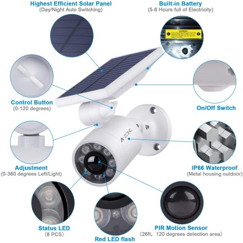 Camera solaire IP66 étanche, lumière d'inondation solaire sans fil , aluminium, paquet de 2 – Image 7