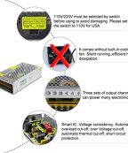 Alimentation à Découpage 10A 240W Adaptateur Transformateur de Puissance pour Les Bandes de LED, Caméra de Vidéosurveillance – Image 3