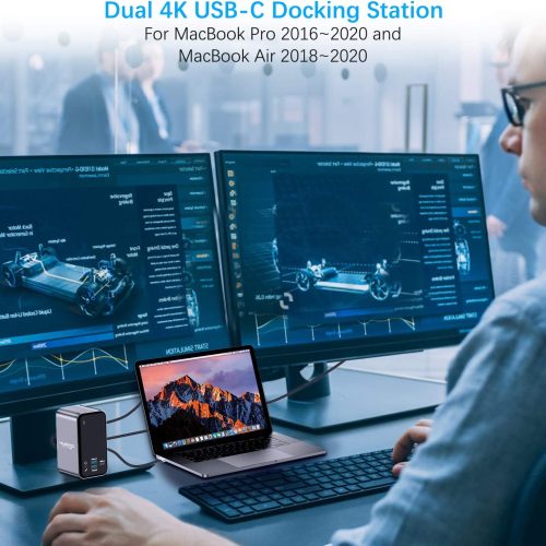 Station d'accueil USB C à double moniteur pour MacBook Pro Air, Triple affichage 4K