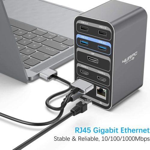 Station d'accueil USB C à double moniteur pour MacBook Pro Air, Triple affichage 4K – Image 5