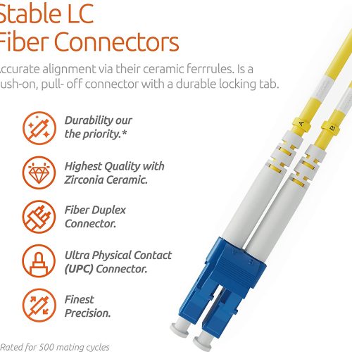 Câble de raccordement fibre optique LC à ST Duplex monomode  9 / 125um OS1 LSZH - Série de câbles Beyondtech PureOptics – Image 5
