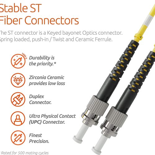 Câble de raccordement fibre optique LC à ST Duplex monomode  9 / 125um OS1 LSZH - Série de câbles Beyondtech PureOptics – Image 7