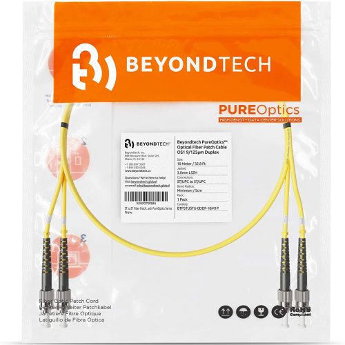 Câble de raccordement à fibre optique ST à ST Duplex monomode 9 / 125um OS1 LSZH - Série de câbles Beyondtech PureOptics – Image 6