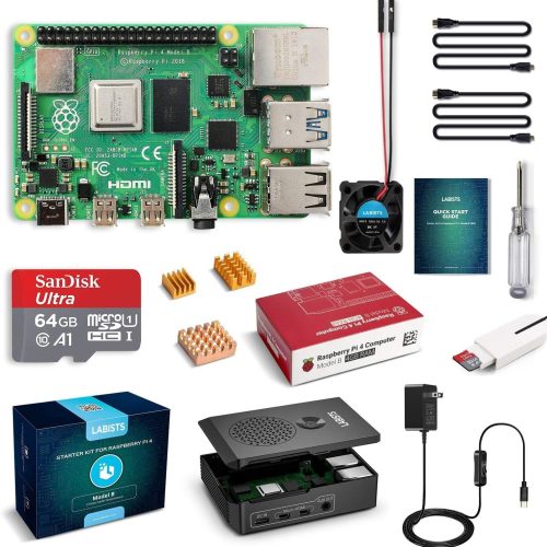 LABISTS Raspberry Pi 4 Modèle B 4 Go de RAM Kit de démarrage complet PRO avec carte Micro SD de 64 Go (4 Go de RAM)