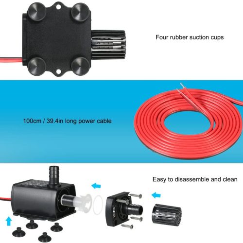 Pompe à eau submersible DC 12V 5W Pompe ultra-silencieuse pour étang, aquarium, 280L / H ascenseur 300cm – Image 3