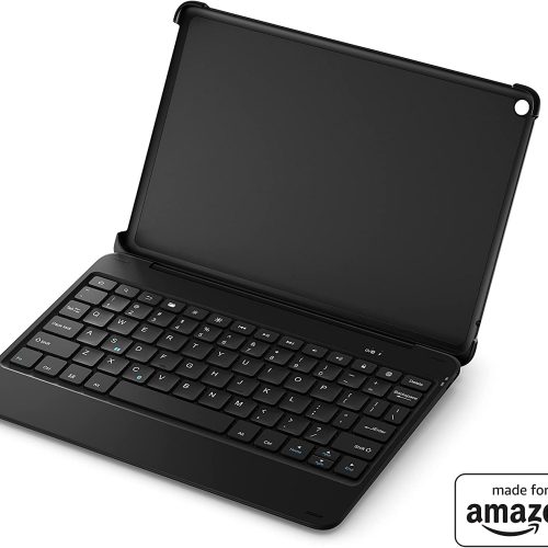 clavier Bluetooth conçu pour Amazon avec étui amovible en noir, pour la version 2021 de Fire HD 10 (11e génération)
