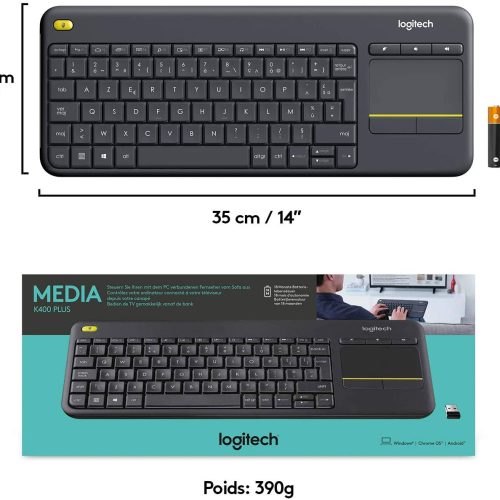 Clavier Logitech K400 Plus sans Fil avec Pavé Tactile pour PC Connecté à TV – Image 6
