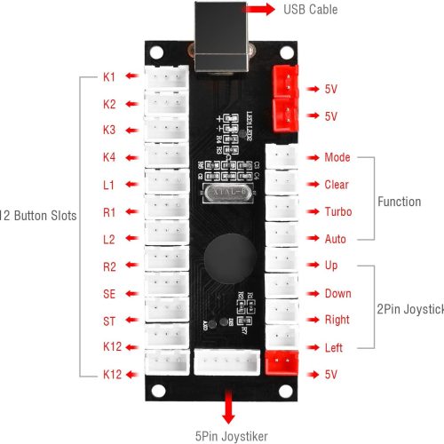 Alternative view of Kit de bricolage d'arcade LED Qenker à 2 joueurs pour jeu PC USB MAME DIY et contrôleur rétro Raspberry Pi DIY