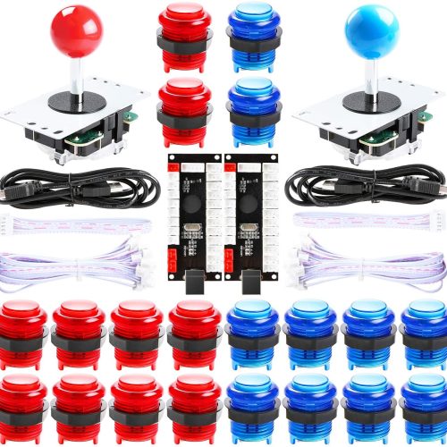 Kit de bricolage d'arcade LED Qenker à 2 joueurs pour jeu PC USB MAME DIY et contrôleur rétro Raspberry Pi DIY