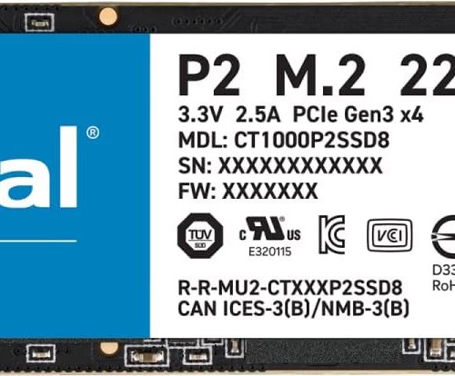 CRUCIAL SSD M2 1TB/ 1000GB P2 NVME M.2 SOLID STATE DRIVE