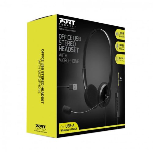 CASQUE PORT CONNECT STEREO USB DE BUREAU AVEC MICROPHONE