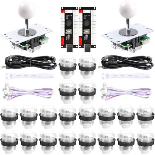kit d'arcade LED 2 joueurs mis à jour 2X encodeur USB zéro retard (2 joueurs, kit blanc)