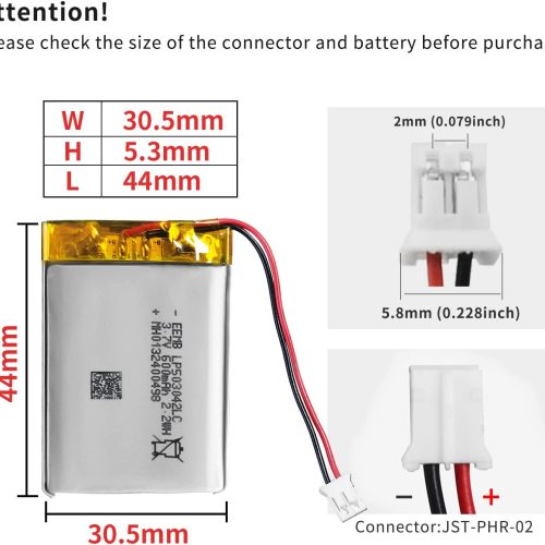 Alternative view of Batterie Lipo EEMB 3.7V 600mAh 503042  rechargeable avec connecteur JST