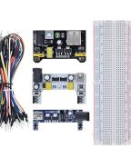 Module d'alimentation MB102 3,3 V/5 V + planche à pain 65 fils de raccordement - MB102 bleu