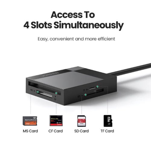 UGREEN LECTEUR CARTE 30231 USB 3.0 MULTIFUNCTION CARD READER 1M NOIR – Image 3