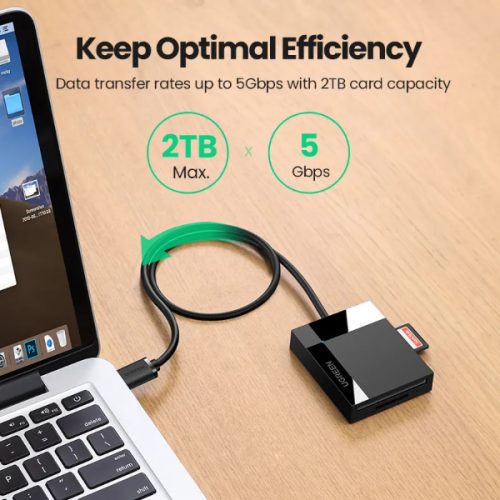 UGREEN LECTEUR CARTE 30231 USB 3.0 MULTIFUNCTION CARD READER 1M NOIR – Image 4