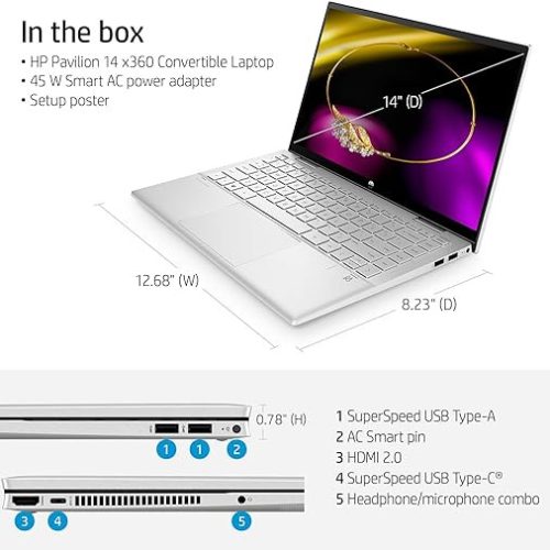Alternative view of HP PAVILLON X360 14-DY2050WM CORE I5 12TH 8GB/256GB SSD 14 POUCE TACT