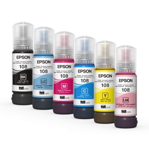 Bouteille d'encre Epson EcoTank 108 d'origine pour L8050 Noir Magenta Jaune Cyan Cyan (lc) Magenta (ml)) – Image 4