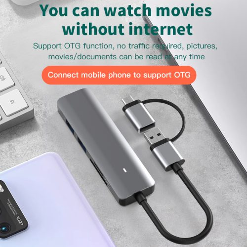 Alternative view of Blueendless HC502 Hub USB 3.0 5 Ports – Adaptateur OTG USB-C / USB-A avec Lecteur de Cartes SD & MicroSD 5 Gbit/s