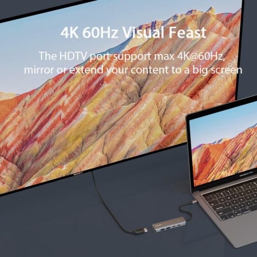 Hub USB-C 5 en 1 HDMI 4K – Adaptateur multiport avec USB 3.0 et Power Delivery en aluminium – Image 6