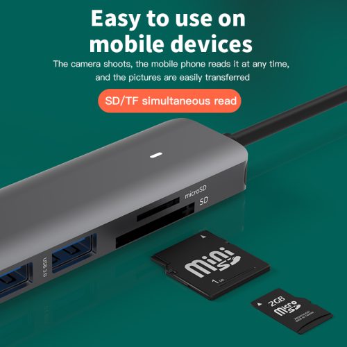 Blueendless HC502 Hub USB 3.0 5 Ports – Adaptateur OTG USB-C / USB-A avec Lecteur de Cartes SD & MicroSD 5 Gbit/s – Image 4