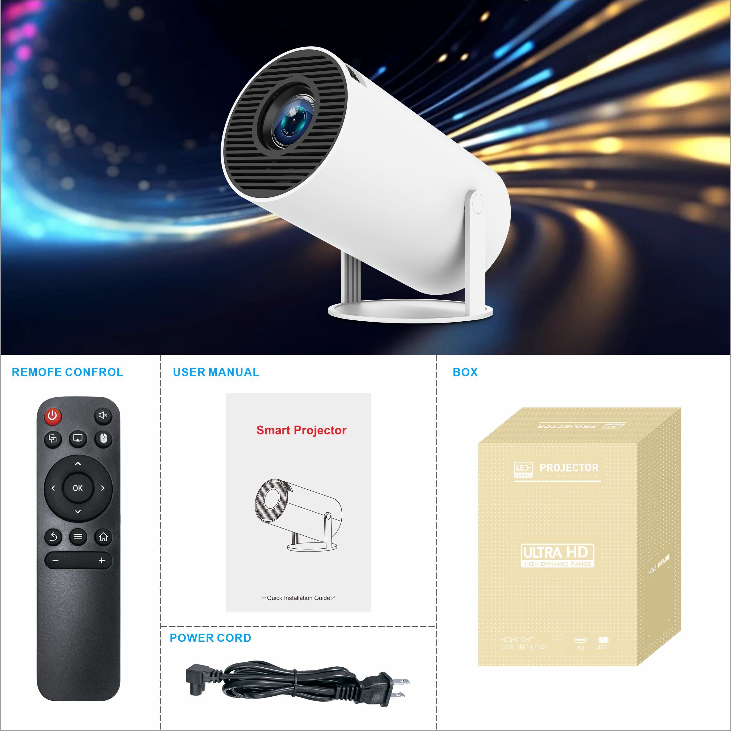 HY300 Ultra Pro / HY300+ – Mini Vidéoprojecteur Portable 4K Wi-Fi 6 pour Cinéma Maison – Image 8