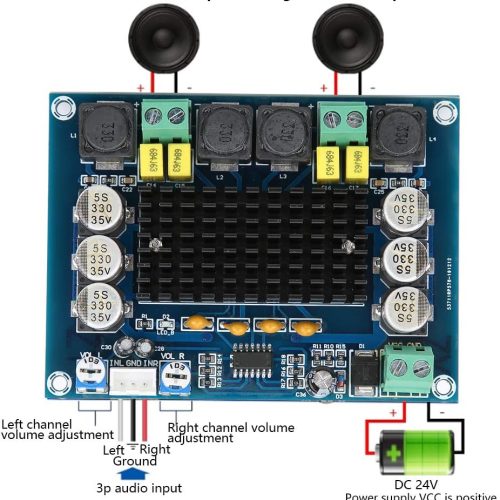 Carte d'amplificateur de puissance 120 W x 2 TPA3116D2 Matériau en fibre de verre Faible bruit – Image 3