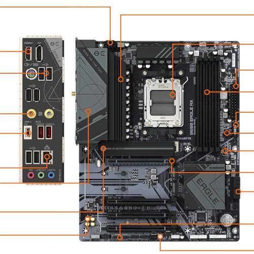 Carte mère GIGABYTE B650 Eagle AX AM5 LGA 1718 AMD B650 ATX, DDR5 Triple M.2, PCIe 5.0, USB 3.2 Gen2x2 Type-C, AMD Wi-Fi 6E, Realtek GbE LAN – Image 7
