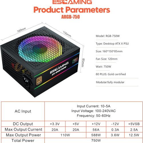 Alimentation 80 Plus Gold APFC 750 W – Image 6