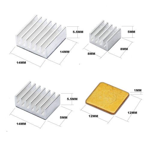 Kit de dissipateur thermique Raspberry Pi 4 30 pièces avec ruban adhésif thermoconducteur, refroidisseur de dissipateur thermique en aluminium et dissipateur thermique en cuivre pour Raspberry Pi B B+ 2/3/4/5 – Image 3