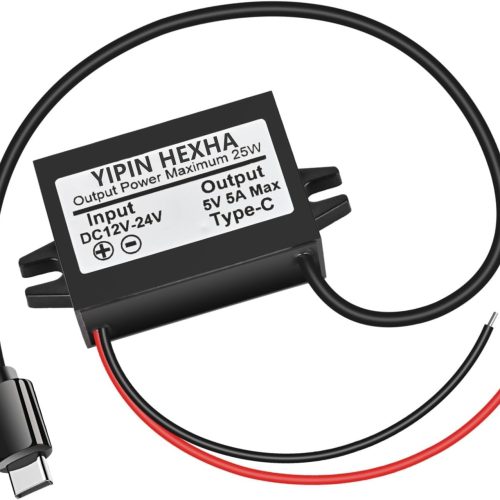Convertisseur abaisseur de tension USB-C 5 A 25 W DC 12 V/24 V vers 5 V, module de charge abaisseur d'interface Type-C, adaptateur secteur étanche