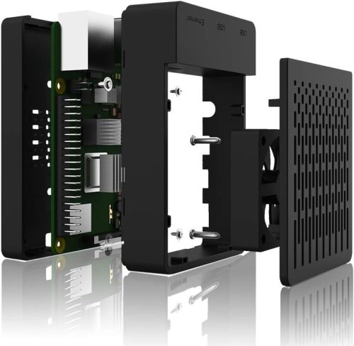 Boîtier ABS pour Raspberry Pi 4 avec ventilateur, dissipateur thermique et couvercle supérieur amovible pour Pi 4 modèle B/4B – Image 3