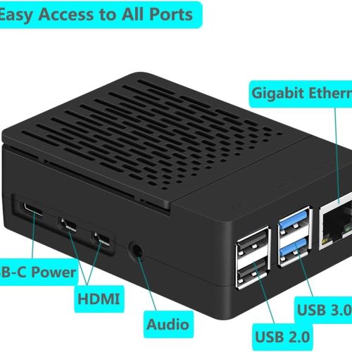 Alternative view of Boîtier ABS pour Raspberry Pi 4 avec ventilateur, dissipateur thermique et couvercle supérieur amovible pour Pi 4 modèle B/4B