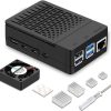 Boîtier ABS pour Raspberry Pi 4 avec ventilateur, dissipateur thermique et couvercle supérieur amovible pour Pi 4 modèle B/4B
