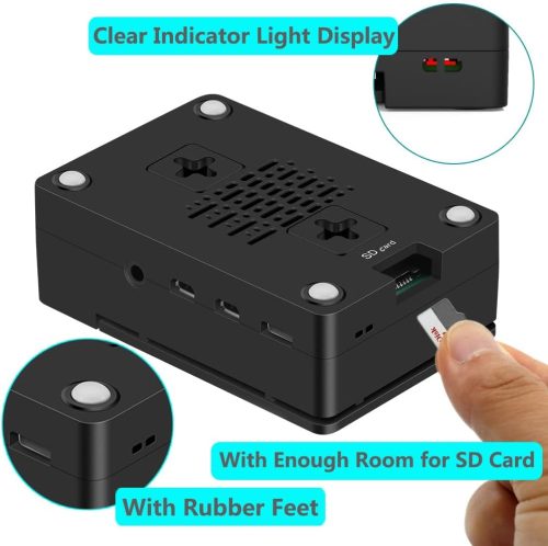 Boîtier ABS pour Raspberry Pi 4 avec ventilateur, dissipateur thermique et couvercle supérieur amovible pour Pi 4 modèle B/4B – Image 6