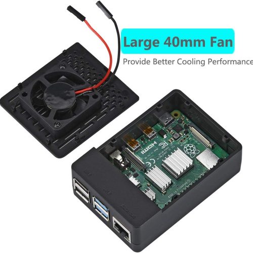 Boîtier ABS pour Raspberry Pi 4 avec ventilateur, dissipateur thermique et couvercle supérieur amovible pour Pi 4 modèle B/4B – Image 7