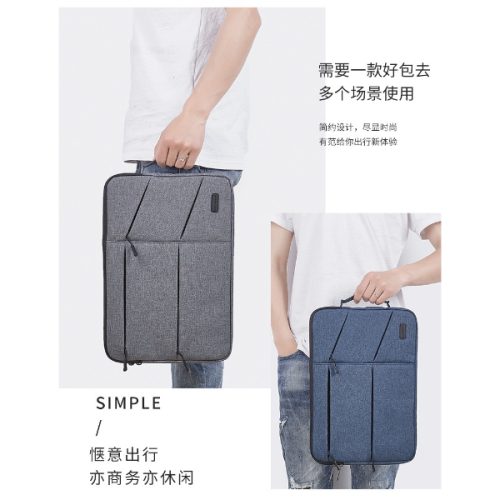 SHENGBEIER SAC ORDINATEUR PORTABLE 801 / 13" - 14" - 15" NOIR/GRIS/BLEU – Image 6