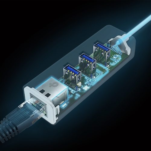 TP-LINK CONVERTISSEUR TYPE-C TO RJ45 + HUB UE330C – Image 3